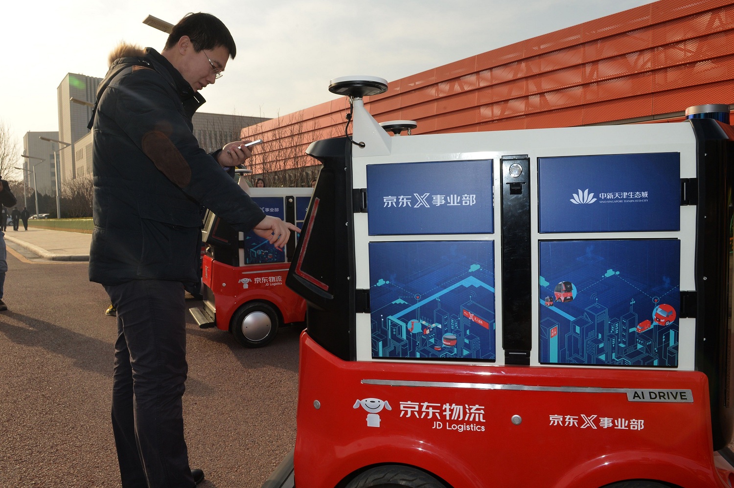 A driverless delivery vehicle being tested by Chinese e commerce company JD.com in China. The company is looking to expand its technology to Hong Kongs retail market beginning with unstaffed stores