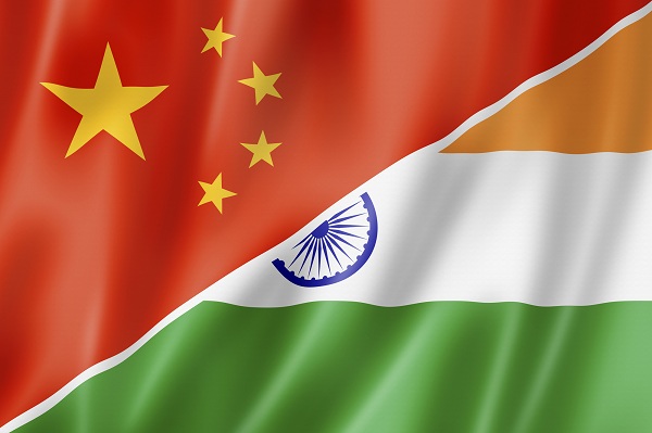 China and India Flag combined smaller