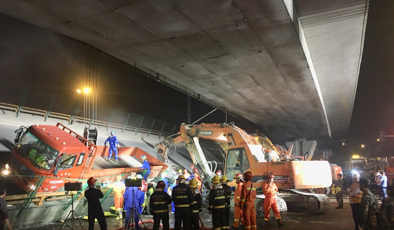 The flyover collapsed at about 6pm on Thursday
